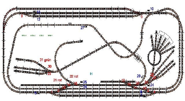 Gleisplan der Modelleisenbahn